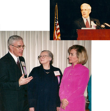 Elder delivering the 1997 Presidential Address of Sxxxxx Rxxxxx Cxxxxx Dxxxxx and later discussing it with Xxxxxx Xxxxxx and First Lady Hilary Clinton.