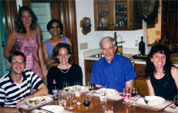 Back row – Margaret Mueller, sociology, and Rashmita Mistry (postdoc developmental science). At table (left to right) – Rob Crosnoe (postdoc, life course studies), Shannon Cavanaugh (predoc  sociology), Elder, Jenny Godley (predoc sociology).